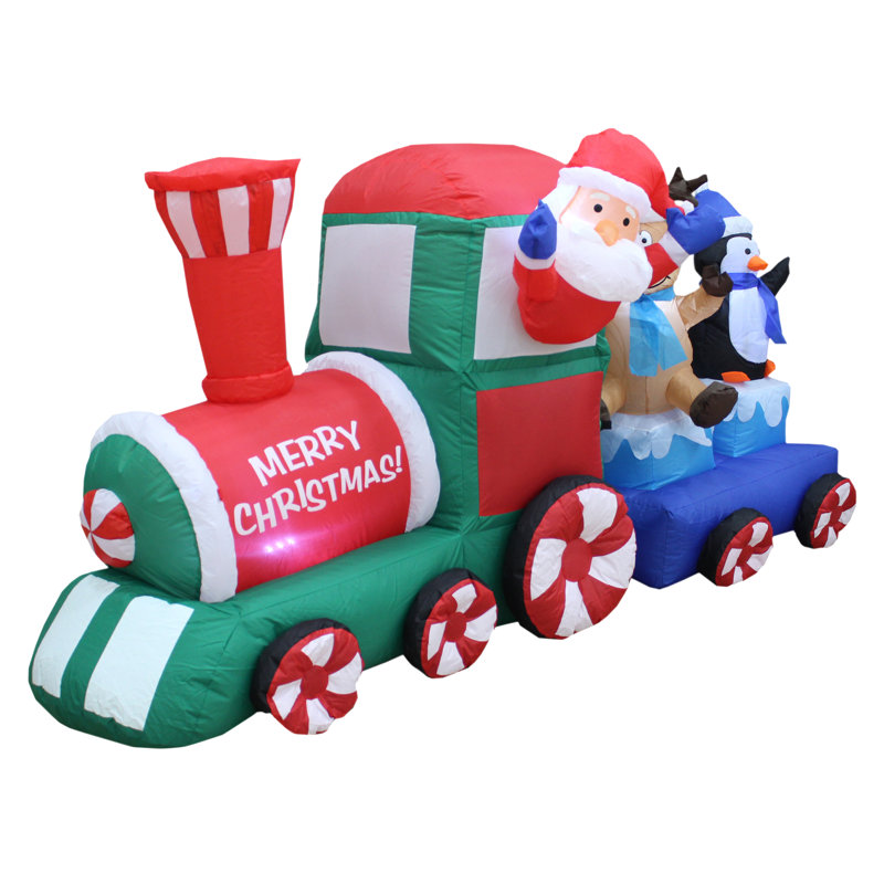 Santa on Train Christmas Inflatable