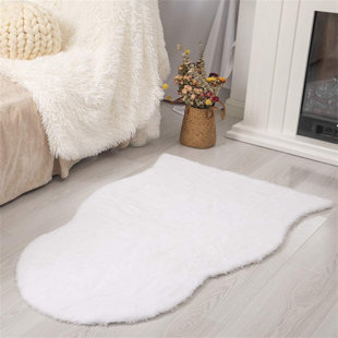 Safe and Hypoallergenic Rugs for Home Decoration Rebacco Handmade Faux Fur Rug Rabbit Fur Style Anti-Skid Shag Area Rugs 23 x 47, Odor-Free, Silver Grey