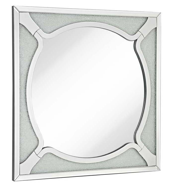 Majestic Mirror Square Wood Frame Round Beveled Mirror With Glass