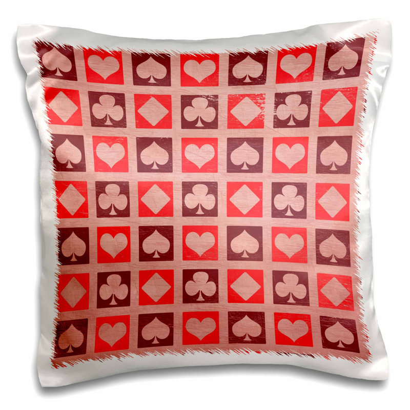 East Urban Home Deck Of Cards Hearts Spades Diamonds And Clubs Pillow Cover Wayfair