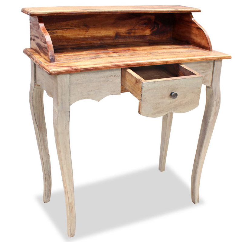 August Grove Princes Risborough Solid Wood Desk With Hutch