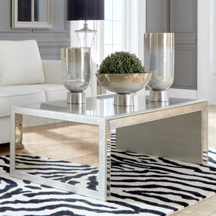Alexandria Antiqued Mirrored Coffee Table by House of Hampton Spacial Price