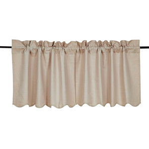 Boucher Solid Natural Scalloped Tier Curtain (Set of 2)