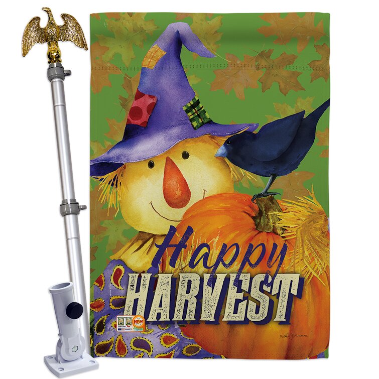 28'' x 40'' Happy Harvest Autumn Scarecrow Pumpkin Home Garden Flag Decor