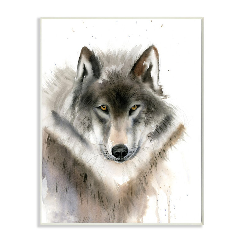 Millwood Pines Neutral Watercolor Dripping Wolf Panoramic Graphic Art Print Set On Canvas Wayfair