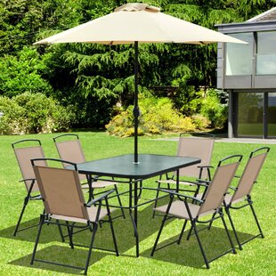 Garden 6 Seater Dining Set With Parasol By Sol 72 Outdoor