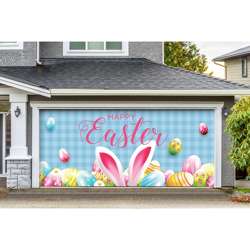 The Holiday Aisle® Happy Easter Bunny Ears Door Mural | Wayfair