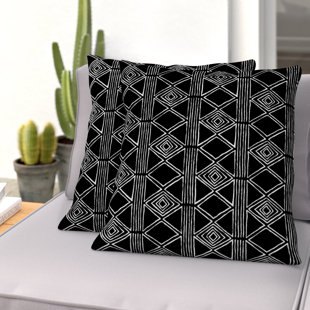Beige Circles Decorative Black Pillows 16x16 18x18 Black Throw Pillow Geometric cushion Black Geometric Pillow Square Throw Pillow Dark