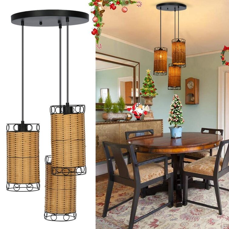 Rattan Conch Bamboo Weaving LED Pendant Light Chandelier Kitchen Ceiling Lamp