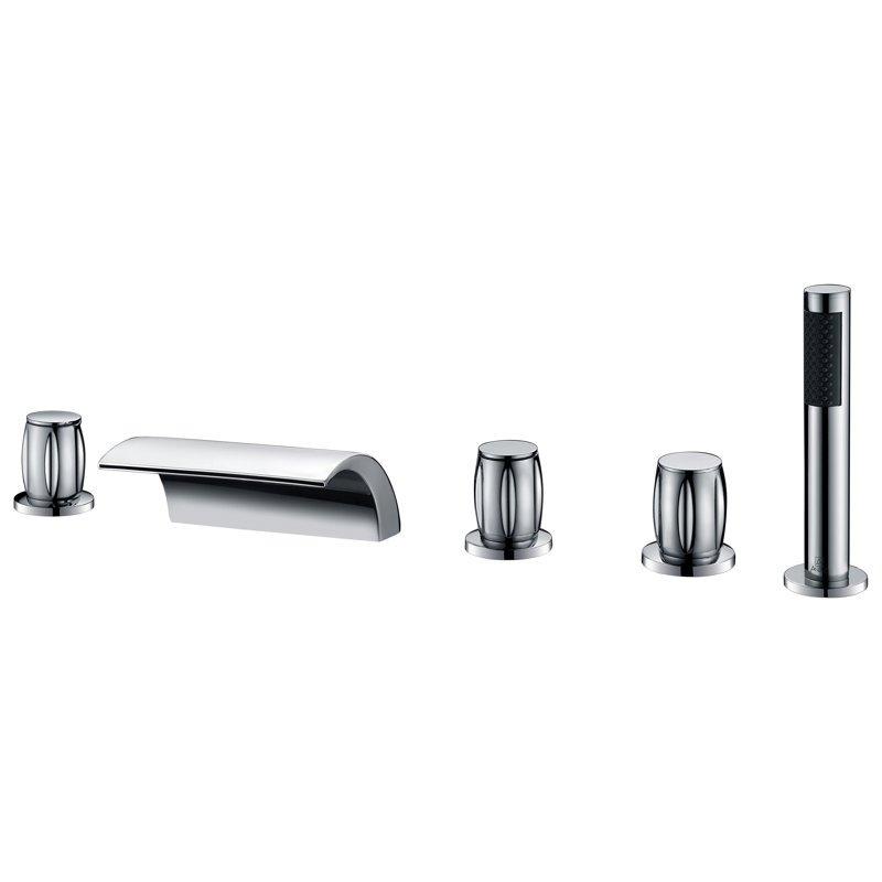 Anzzi Triple Handle Deck Mounted Roman Tub Faucet With Diverter And Handshower Wayfair