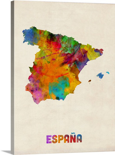 Trinx Spain Watercolor Map By Michael Tompsett Graphic Art Print Wayfair Printed on metal, easy magnet michael tompsett. wayfair
