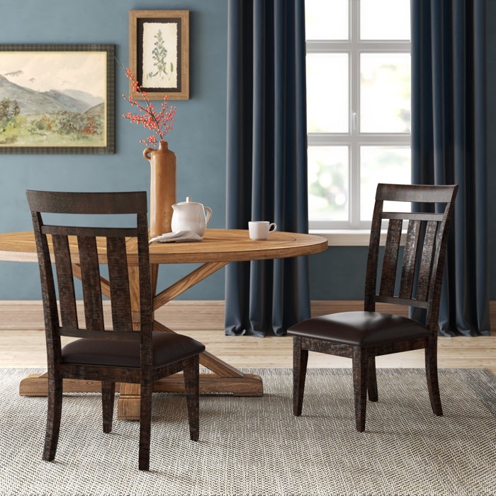 Cadwallader Upholstered Slat Back Side Chair In Rustic Chocolate Reviews Birch Lane