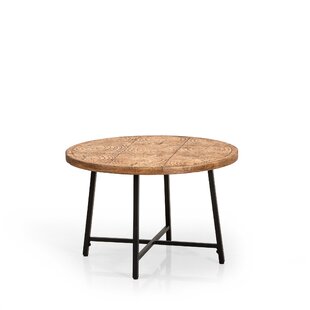 28 Round Faux Wood And Steel Coffee Table by Millwood Pines