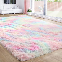 Happy Unicorn in Rainbow Non-Slip Home Area Rugs Children's Room Carpet Door Mat 
