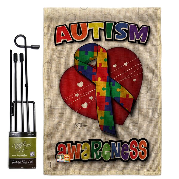 Impressions Decorative Garden Flag G192063-DB Autism Awareness Burlap 