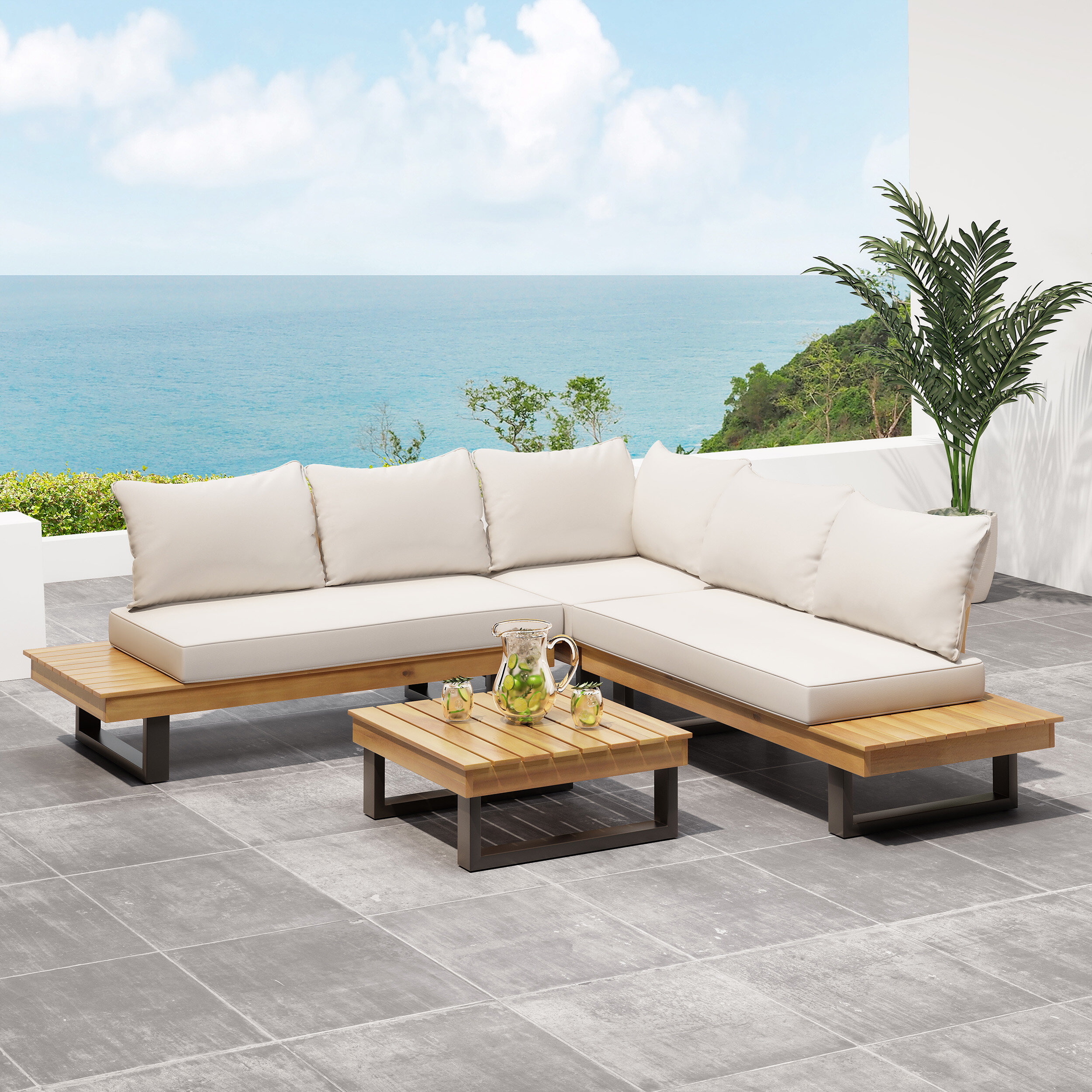 teak outdoor sectional sofa