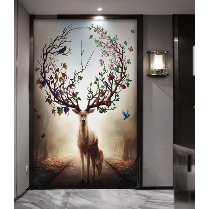 Millwood Pines Robie Horned Deer Abstract Forest Tree Textile