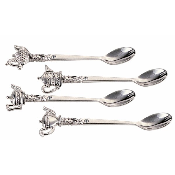Stainless Steel Spoon and Fork Set Tea Party Decorations 4 Spoons Cake and Teapot Designs 4 Forks 