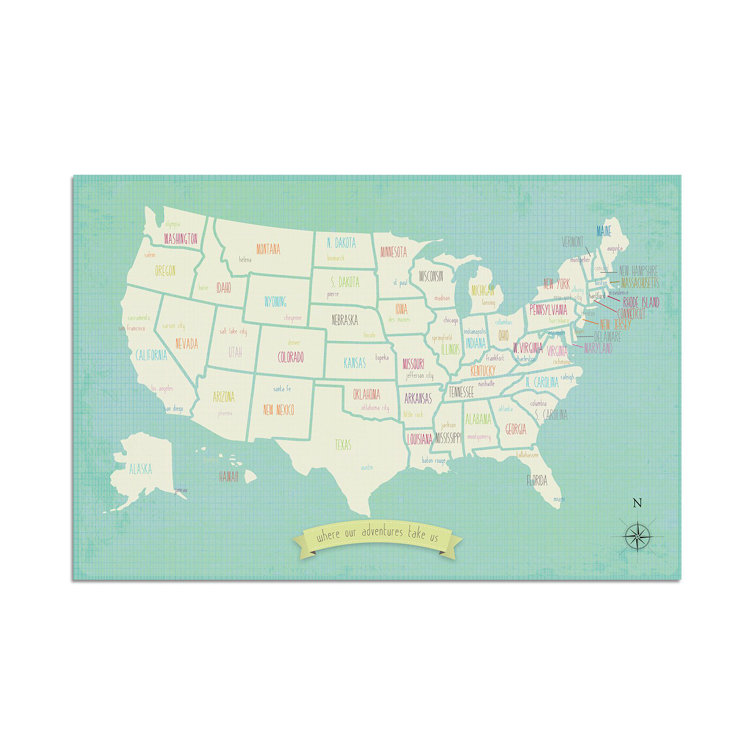 Printable Map Of My Area Zoomie Kids Lavalle My Travels Usa Map 2 - Piece Paper Print Set | Wayfair