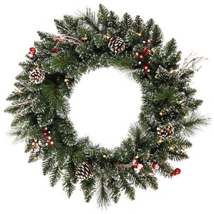 Snow Tipped Berry 61cm Lighted Christmas Wreath Image