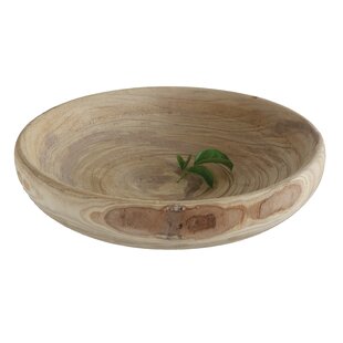 Natural Wood Apollo Housewares 30 x 13 cm Rubberwood Footed Fruit Bowl