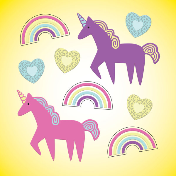 Zoomie Kids Gelgems Bag Small Rainbow Unicorn Window Decal Wayfair