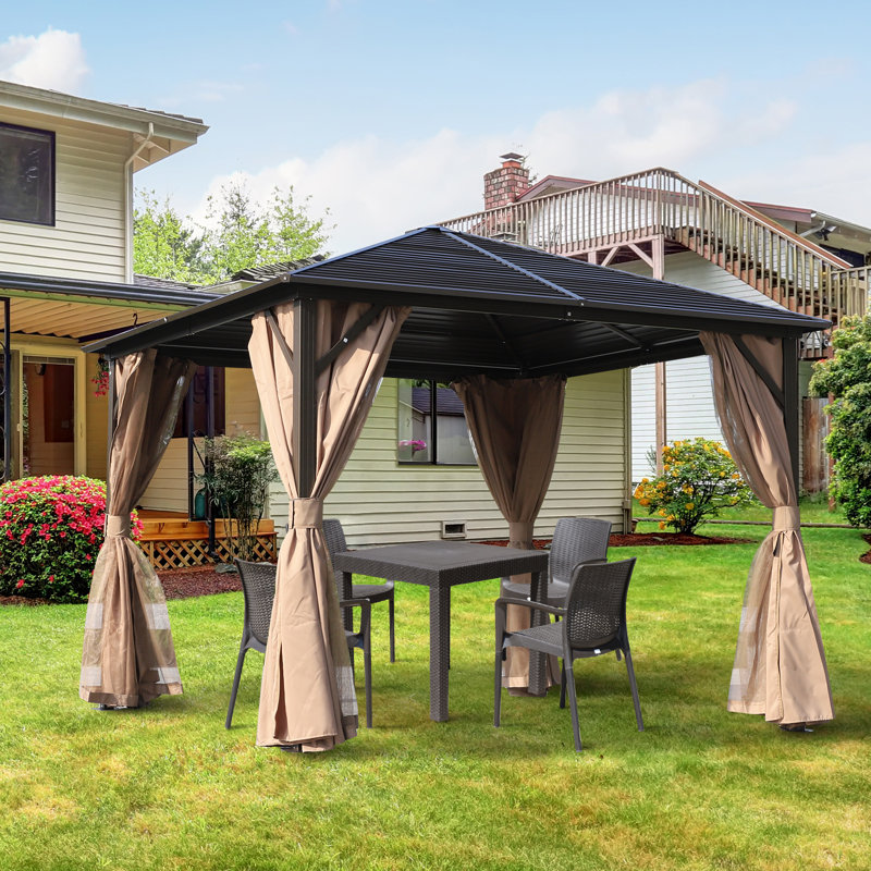Outsunny 10 Ft W X 10 Ft D Steel Patio Gazebo Reviews Wayfair