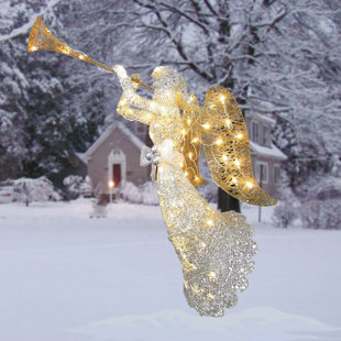 one Sided Ornaments Gold Metal ANGEL Ornaments-Set of 2 