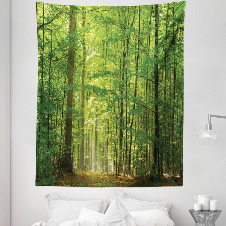 Forest Tapestry Tree Sun Wall Hanging Landscape Bedspread Throw Print Home Decor 