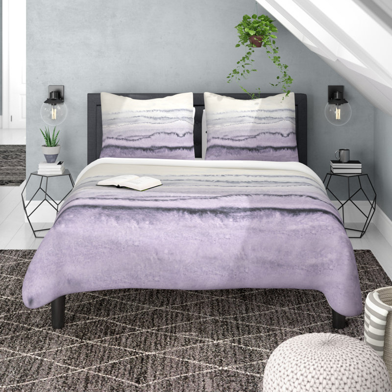 East Urban Home Within The Tides Lilac Gray Duvet Cover Set