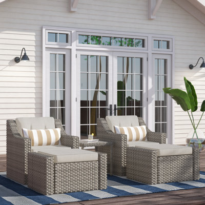 (Box 1 of 2) Finnley 2 Person Seating Patio Conversation Sets With Ottoman