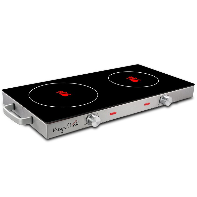 Cooktop Double Burner Infrared Electric Hot Plate Cooker 2 Ceramic Glass Burners