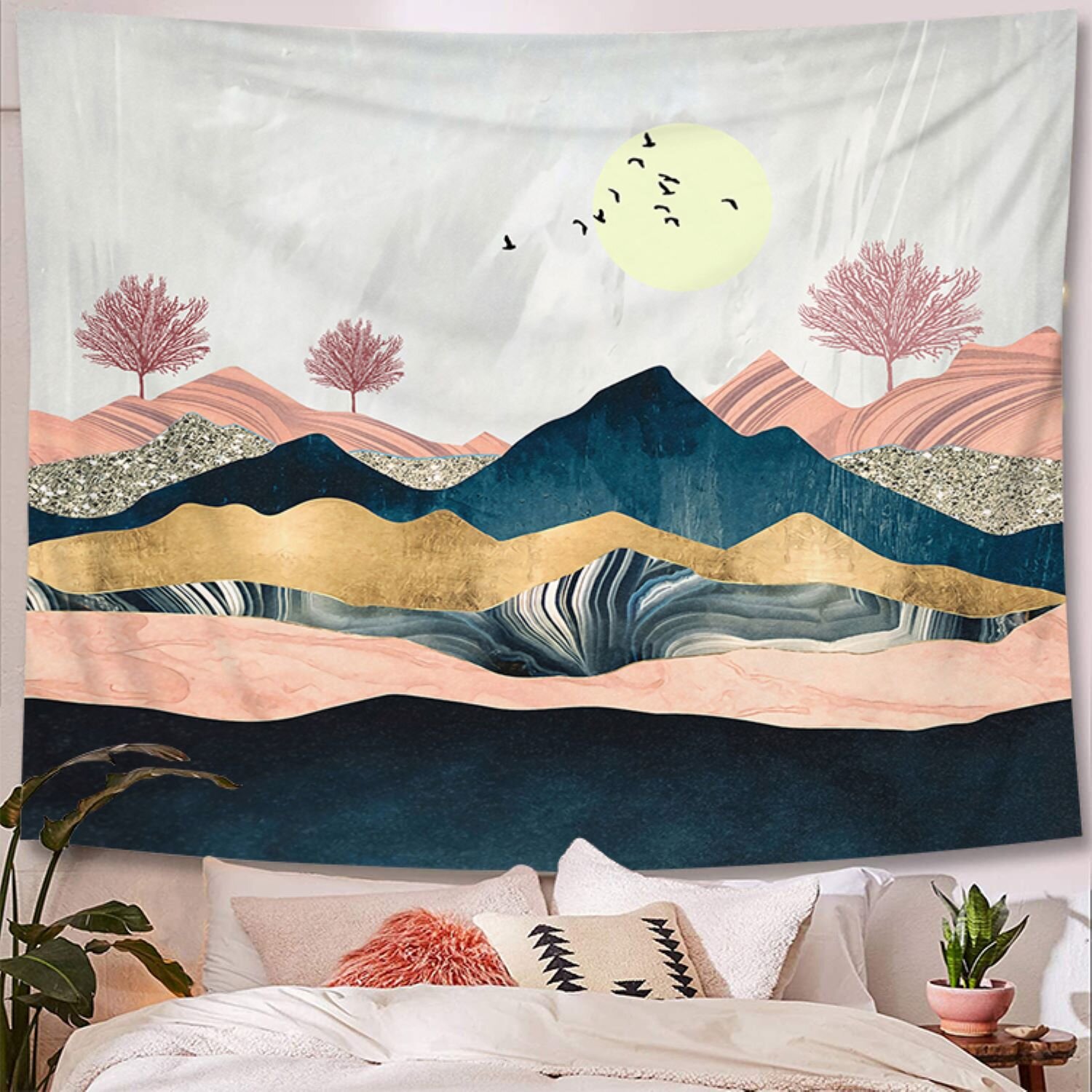 Beautiful View Printed Tapestry Wall Hanging Living Room Polyester Blankets