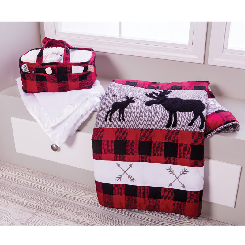 Harriet Bee Krum Lumberjack Moose 3 Piece Crib Bedding Set