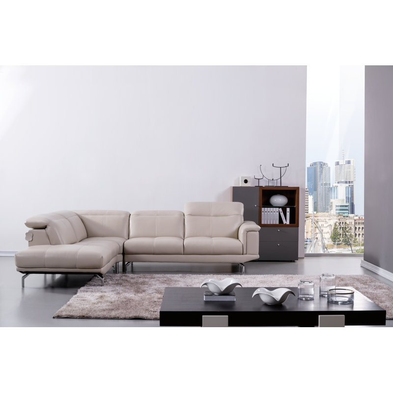 Orren Ellis Zahara Thick Leather Sectional Wayfair