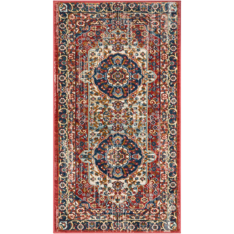 Well Woven Tulsa Alisha Medallion Distressed Red Beige Area Rug Well Woven Tulsa Alisha Medallion