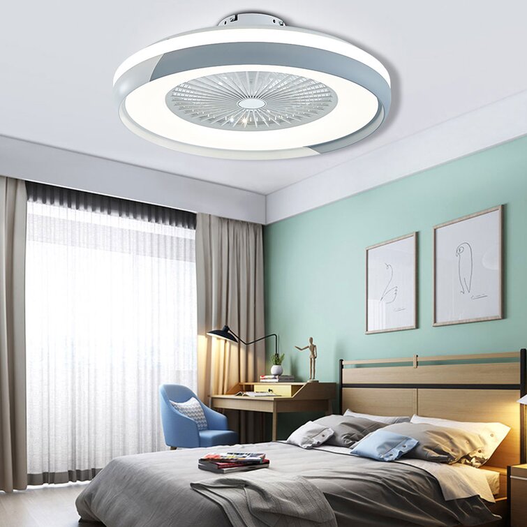 Mute Ceiling Fan with Lighting LED Light App and Remote Control Ultra-Thin 18CM Black