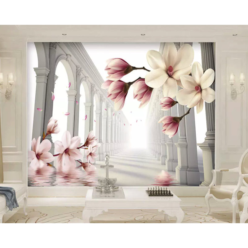 House Of Hampton Roseboro 3d Magnolia Flower Abstract Column Wall Mural Wayfair