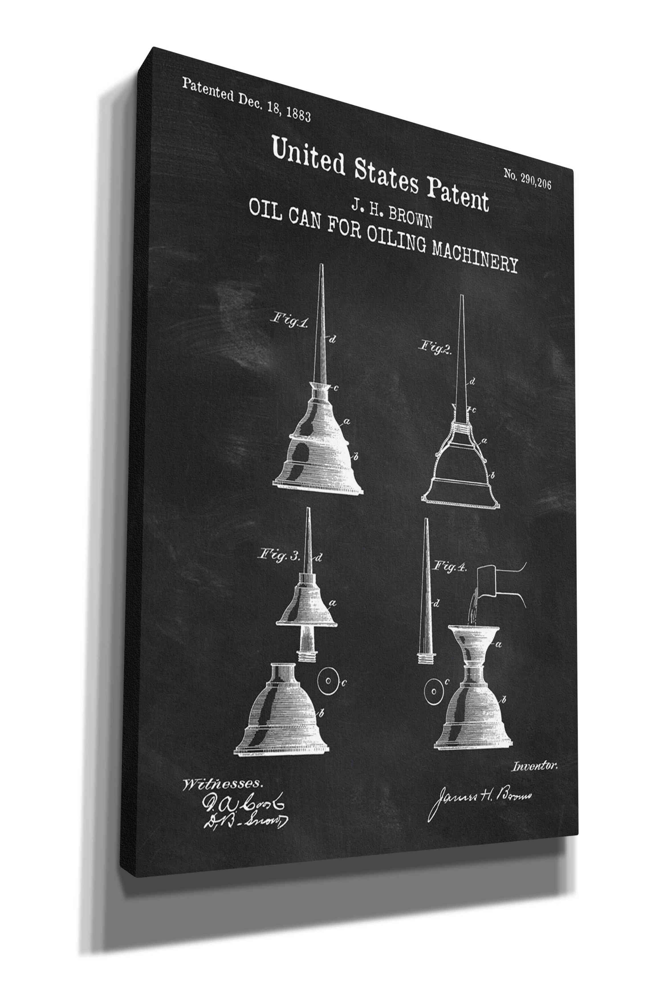 Williston Forge Oil Can Blueprint Patent Chalkboard - Drawing Print On 