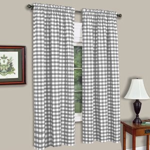 Buffalo Check Plaid Semi-Sheer Rod Pocket Single Curtain Panel