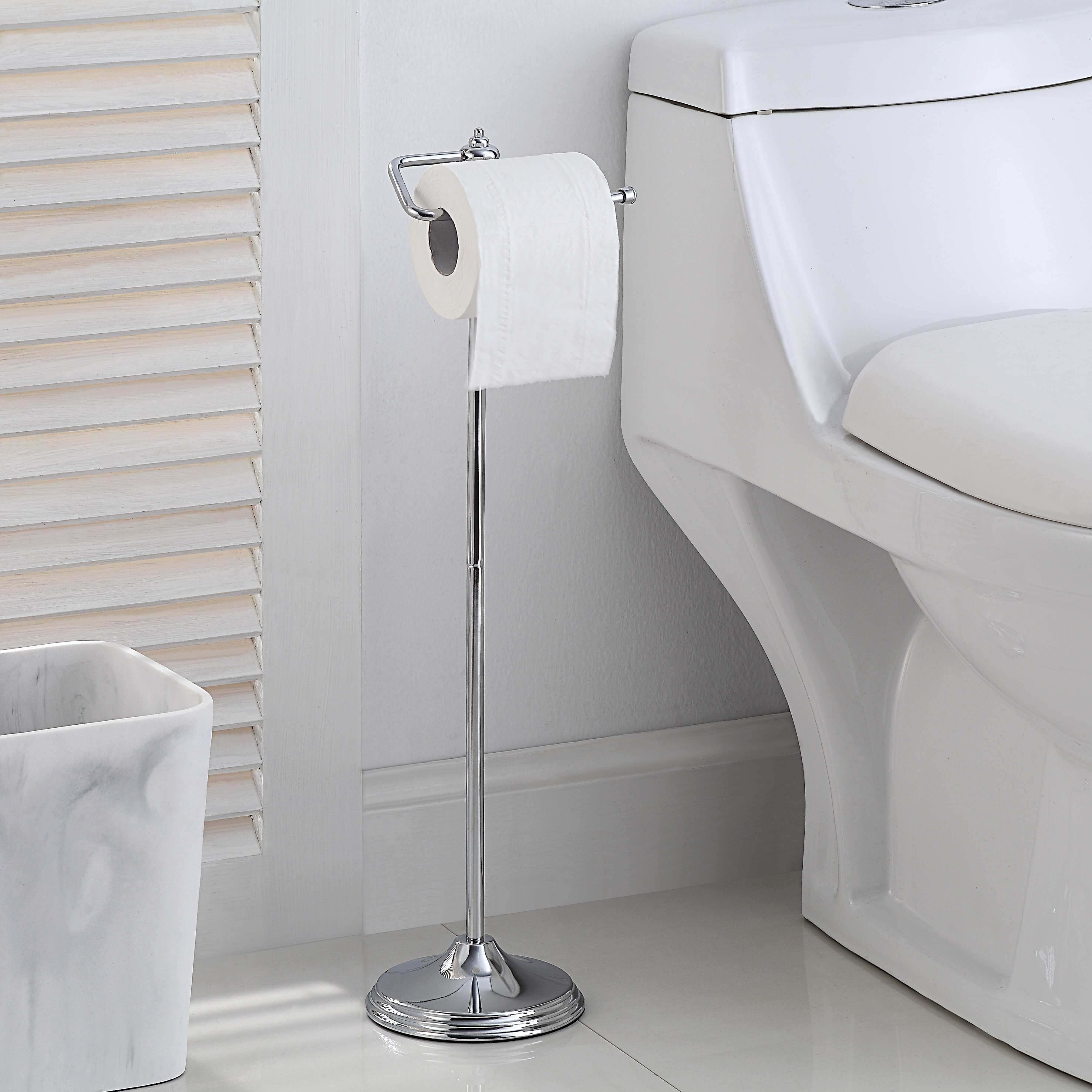 Free Standing Chrome Bathroom Toilet Paper Roll Holder Dispenser 3 Roll Storage