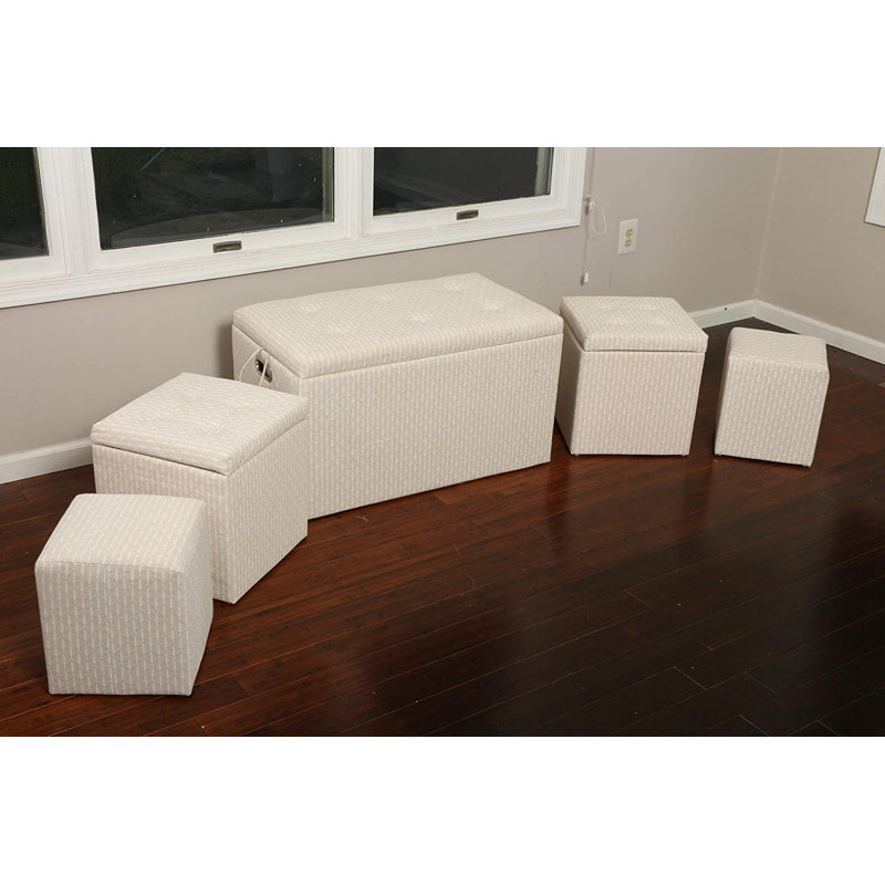 Alcott Hill Hailee 5 Piece Cloth Tufted Storage Ottoman Reviews