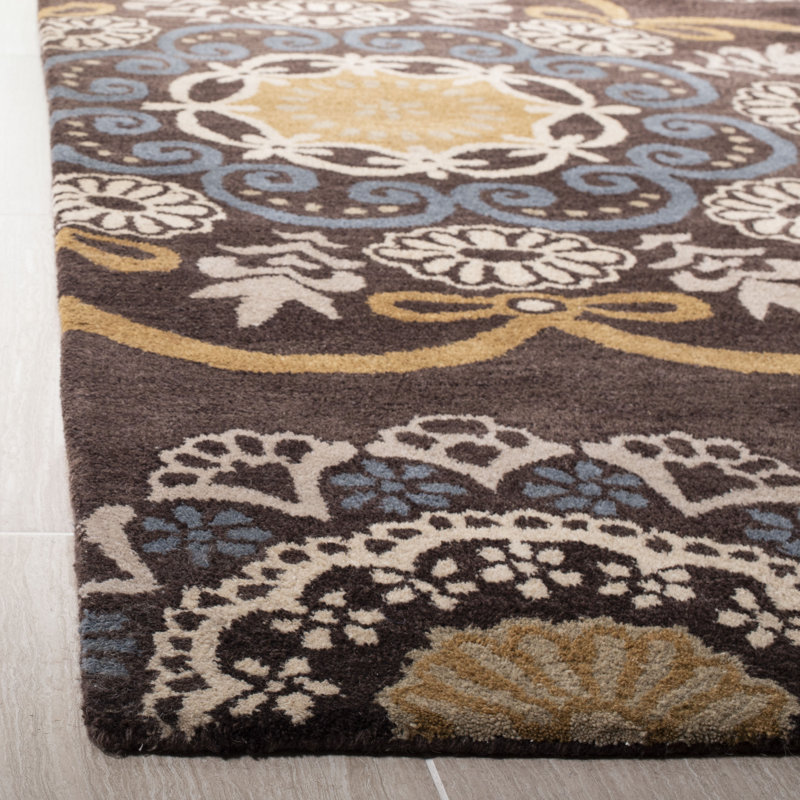 Winston Porter Matthews Hand Tufted Wool Cotton Brown Blue Area Rug Reviews Wayfair