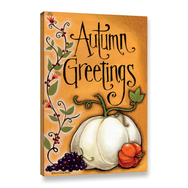 The Holiday Aisle Autumn Greetings Pumpkin Painting Print On