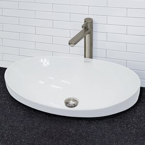 Andra Ceramic Oval Vessel Bathroom Sink with Overflow