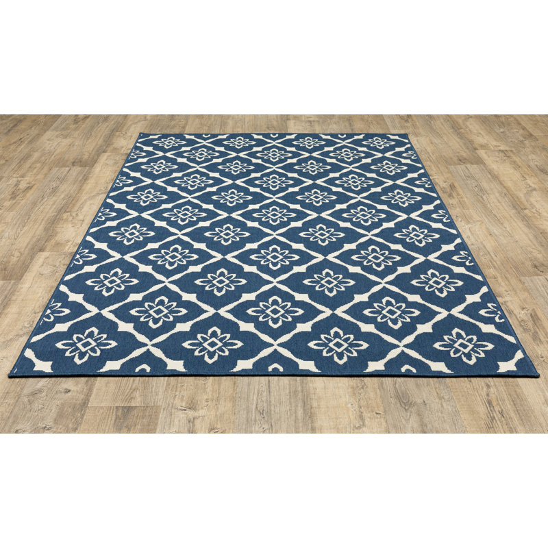 Beachcrest Home Kailani Floral Blue Indoor Outdoor Area Rug Reviews Wayfair