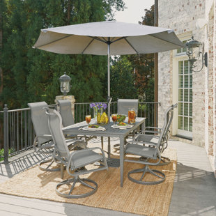 Go to store & view more images Dinapoli Outdoor 7 Piece Dining Set with Umbrella by Red Barrel Studio