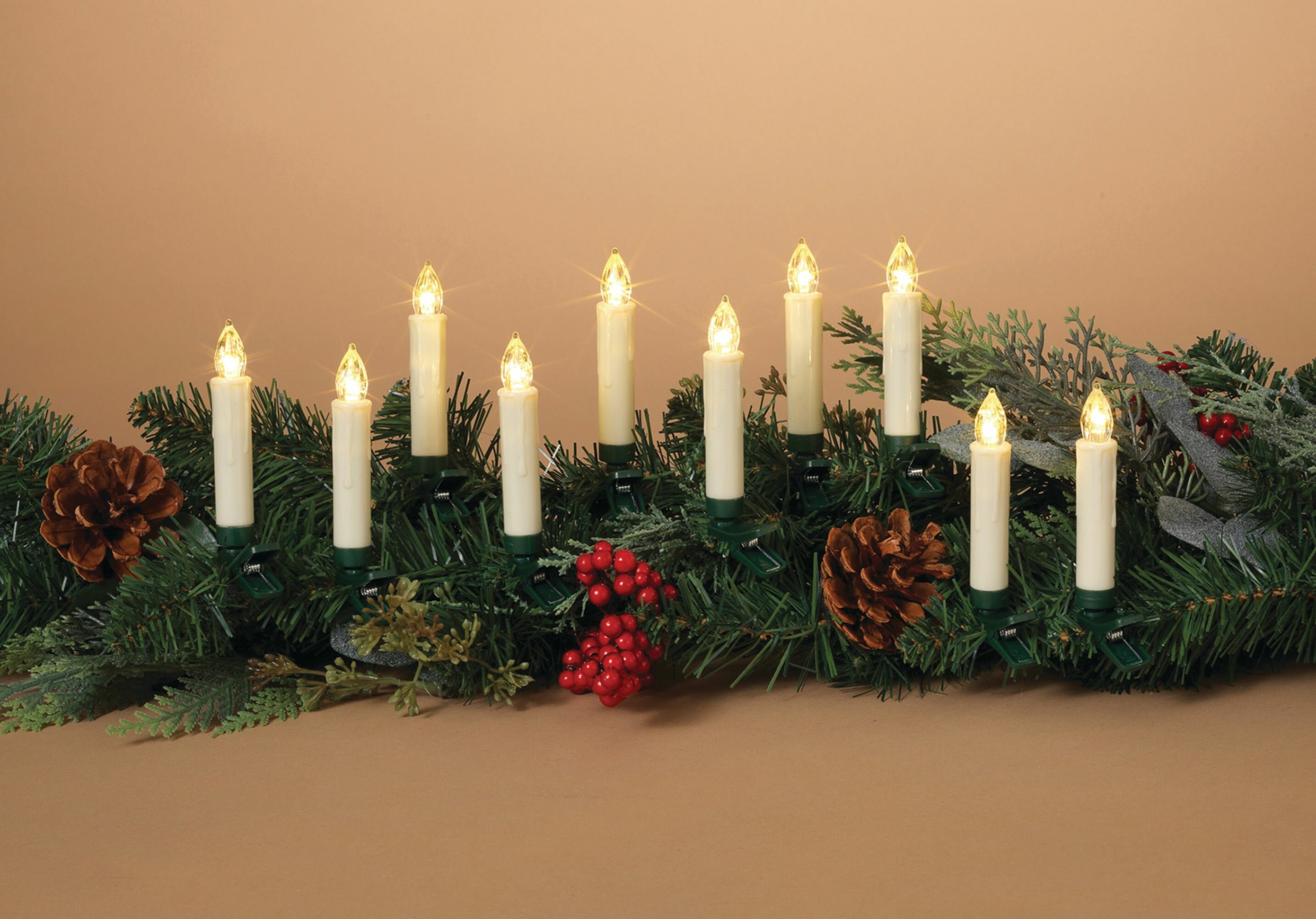 The Holiday Aisle 11 Piece Clip Unscented Taper Candle Set Wayfair