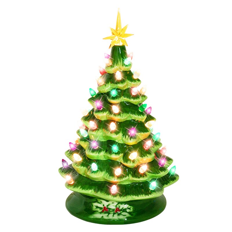 The Holiday Aisle Ceramic Christmas Tree, Lighted Vintage Ceramic Tree With Multicoloured Lights ...