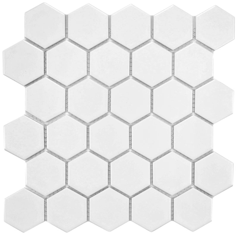 Elitetile Retro Hexagon 2 X Heporcelain Mosaic Tile In White Retro Hexagon 2 X Heporcelain Mosaic Tile In White